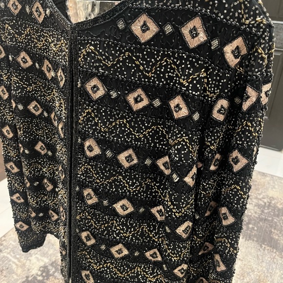 Vintage Pappel boutique evening beaded evening jacket black/silver 3X or 10-12 - Picture 4 of 16